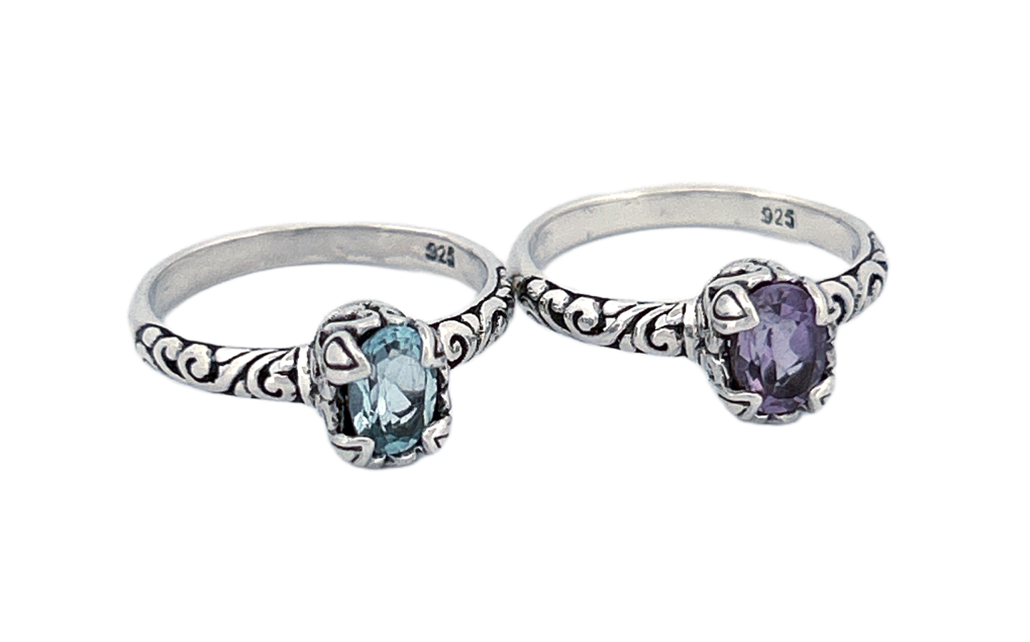 Sterling Silver Gemstone Rings – Blue Topaz or Amethyst
