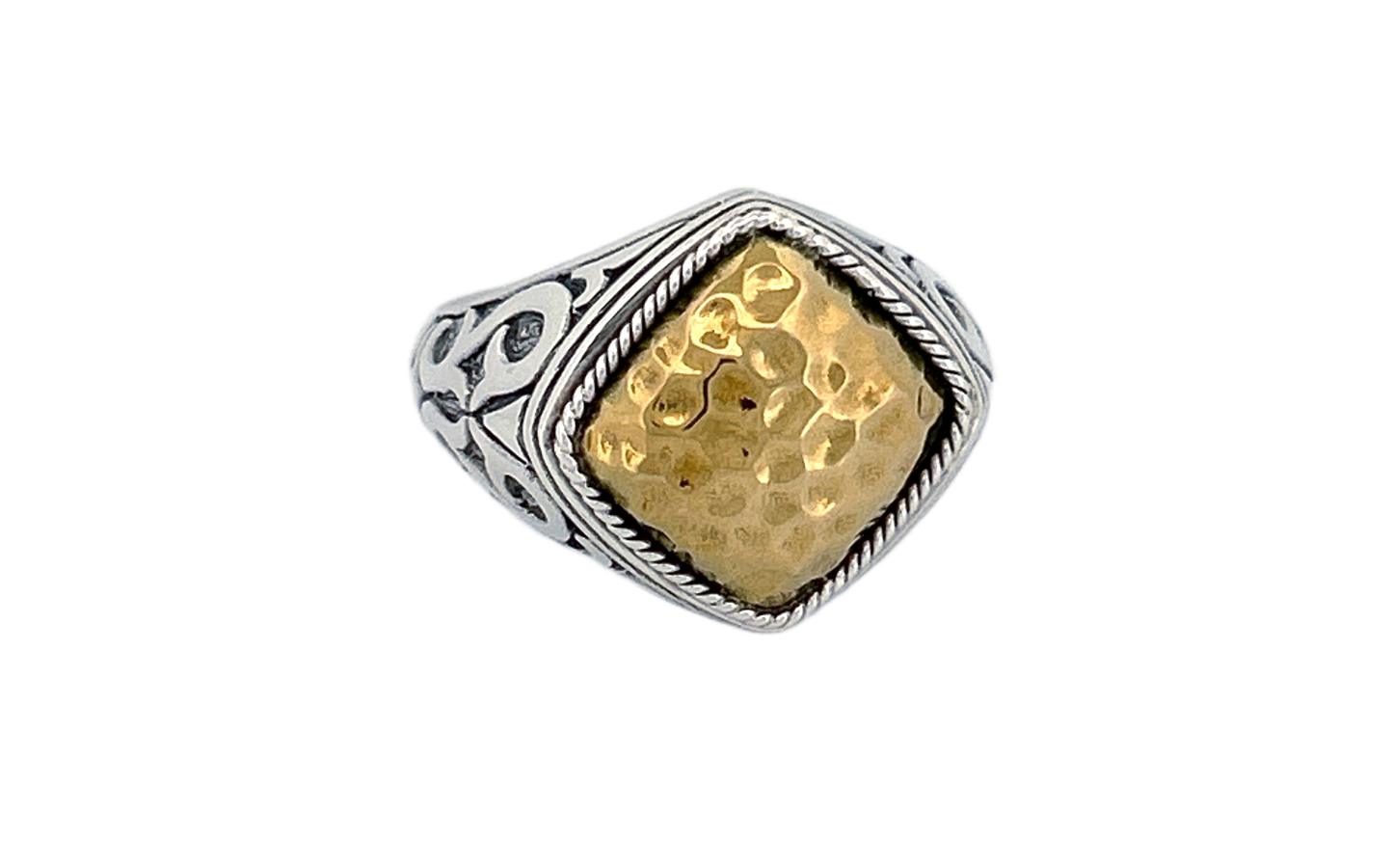 Sterling Silver & Hammered Brass Statement Ring