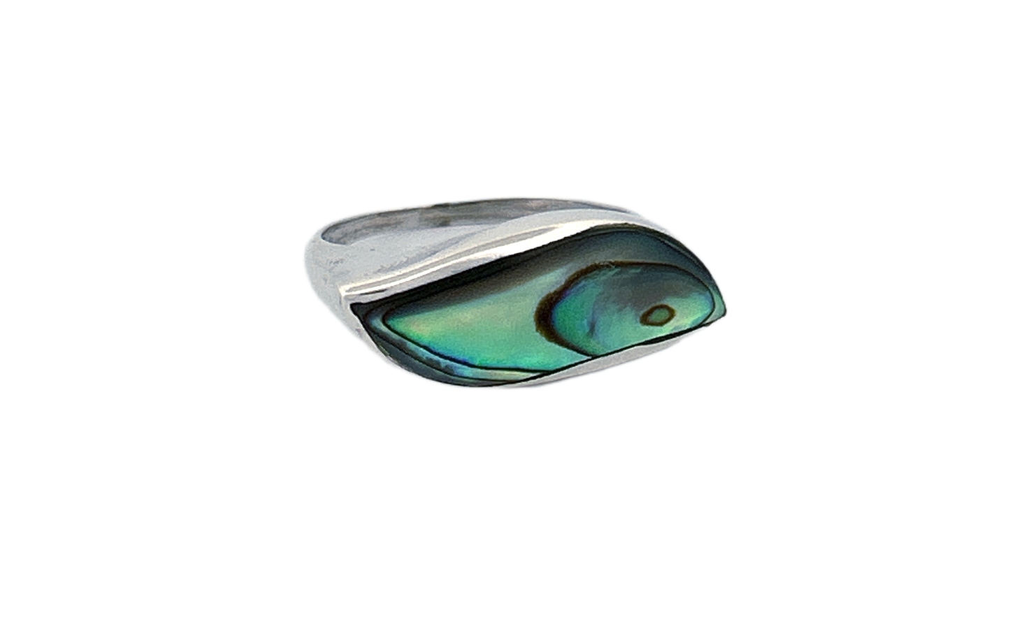 Sterling Silver Abalone Shell Ring – Modern Wave Design