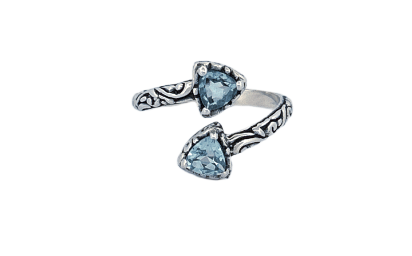 Sterling Silver Double Gemstone Ring – Blue Topaz (Trillion Cut)