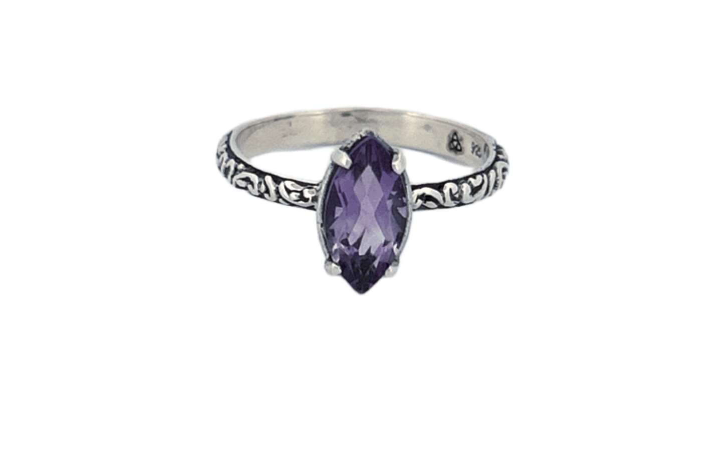 Sterling Silver Gemstone Ring – Marquise Cut Amethyst or Blue Topaz