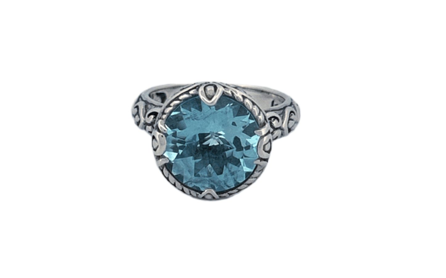 Handcrafted Sterling Silver Blue Topaz Cocktail Ring-R46