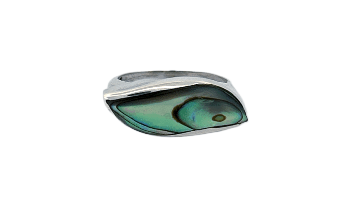 Sterling Silver Abalone Shell Ring – Modern Wave Design