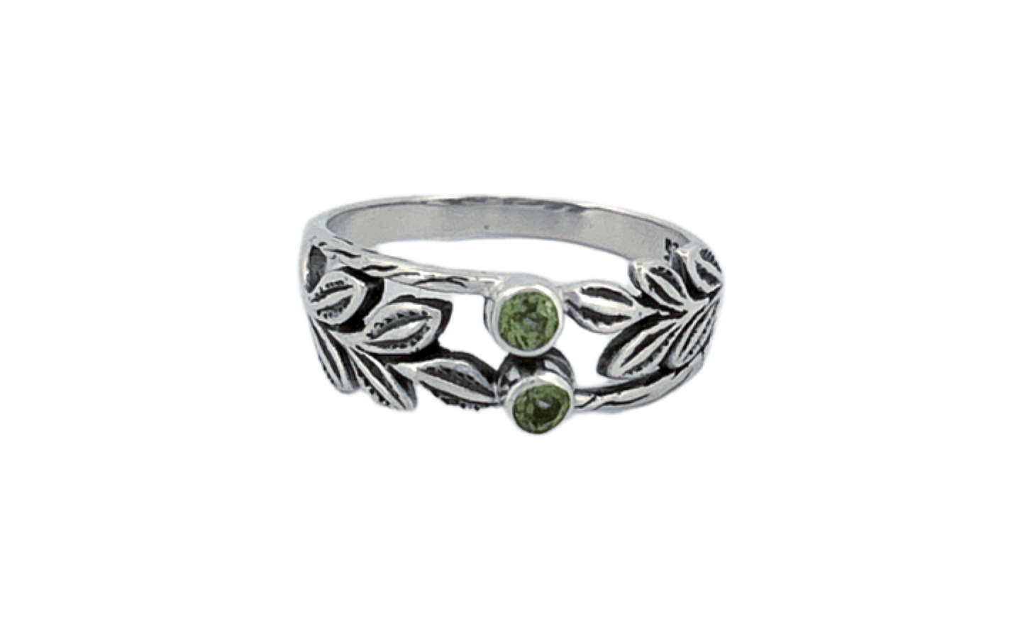 Sterling Silver Peridot Leaf Ring