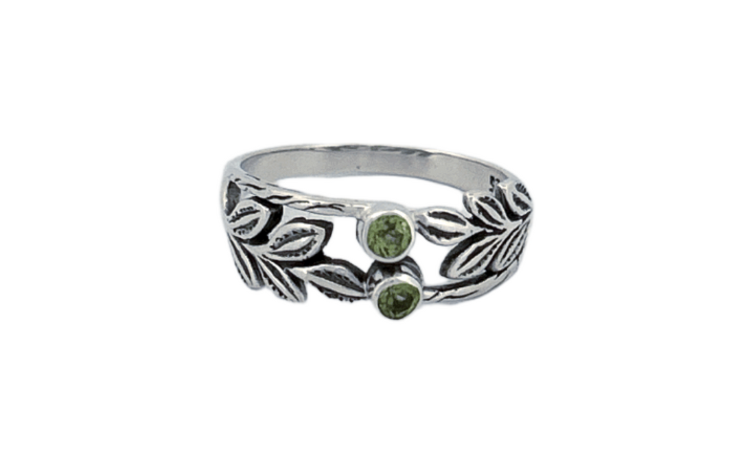 Sterling Silver Peridot Leaf Ring