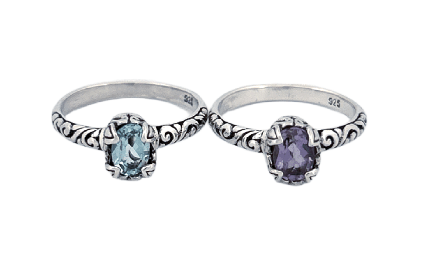 Sterling Silver Gemstone Rings – Blue Topaz or Amethyst