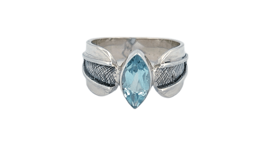 Sterling Silver Marquise Blue Topaz Ring