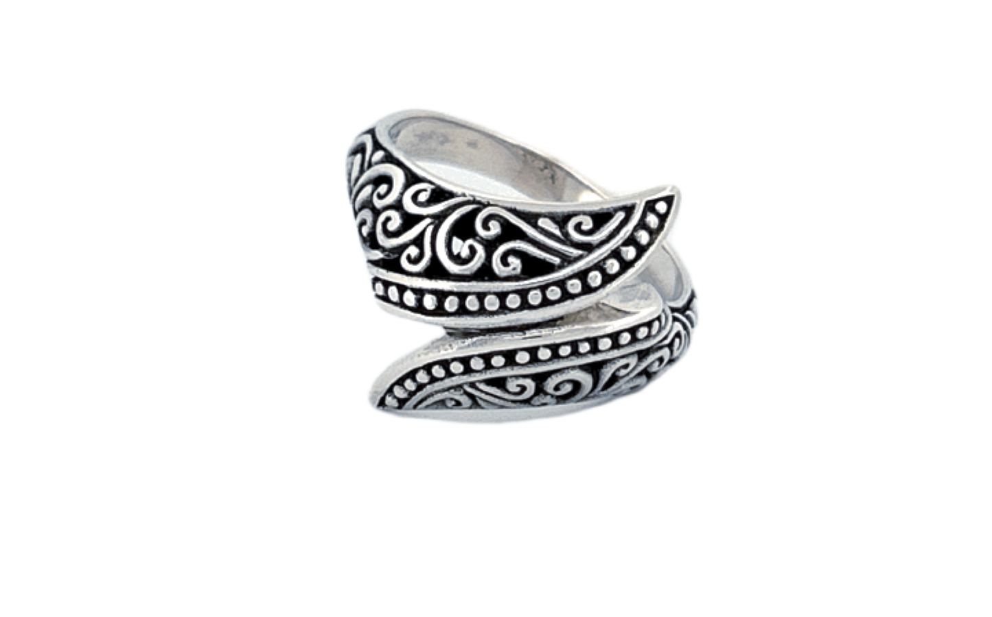 Sterling Silver Wrap Ring – Ornate Swirl Design