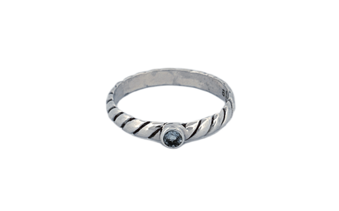 Sterling Silver Peridot Ring – Twisted Band Design