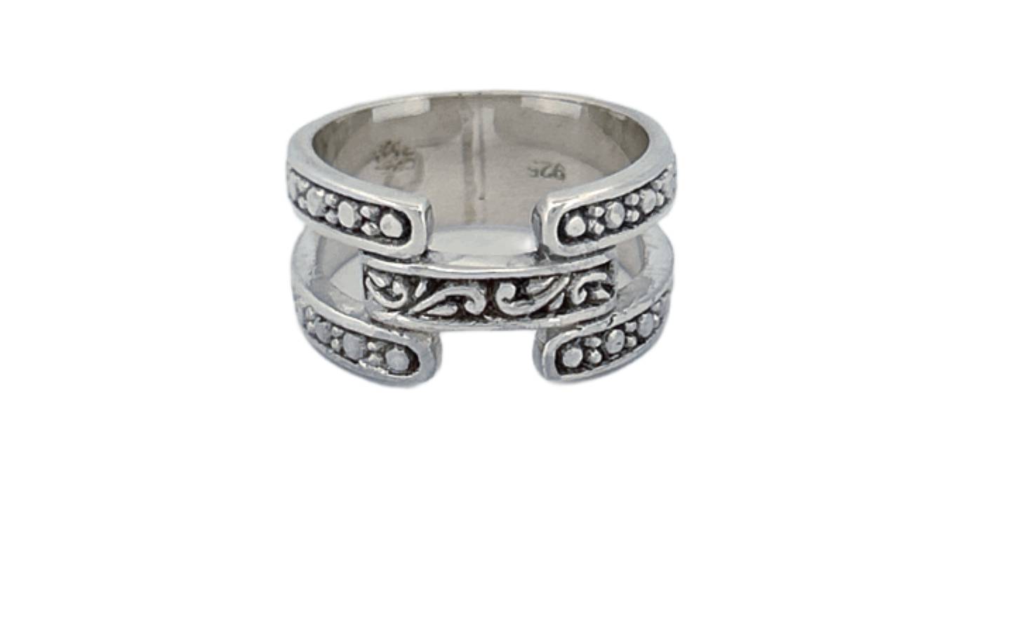 Sterling Silver Open‑Band Filigree Ring