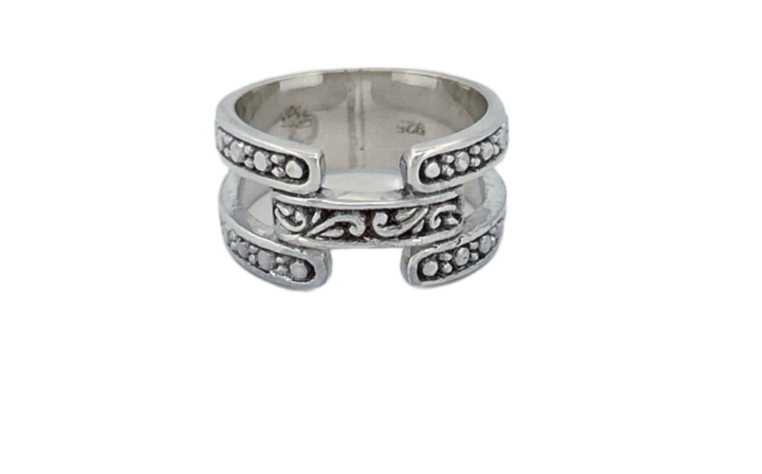 Sterling Silver Open‑Band Filigree Ring