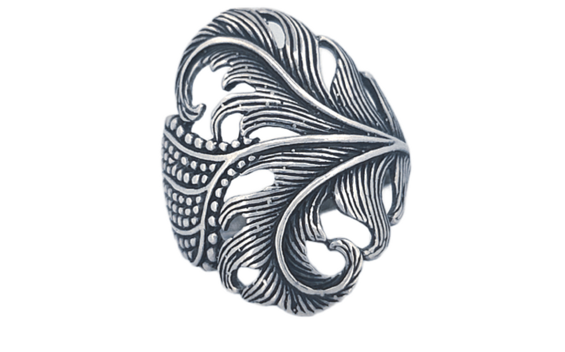 Sterling Silver Feather Ring – Sculpted Design