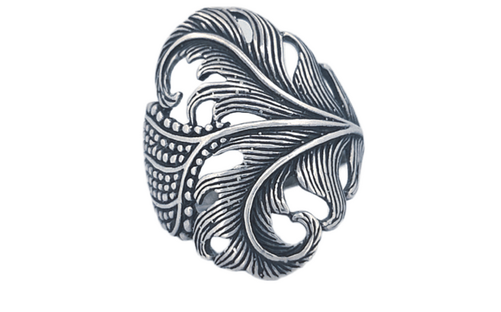 Sterling Silver Feather Ring – Sculpted Design