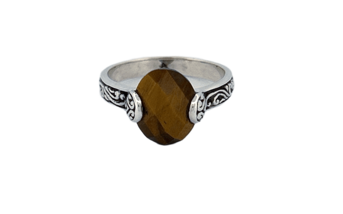 Sterling Silver Filigree Ring with Tiger’s Eye