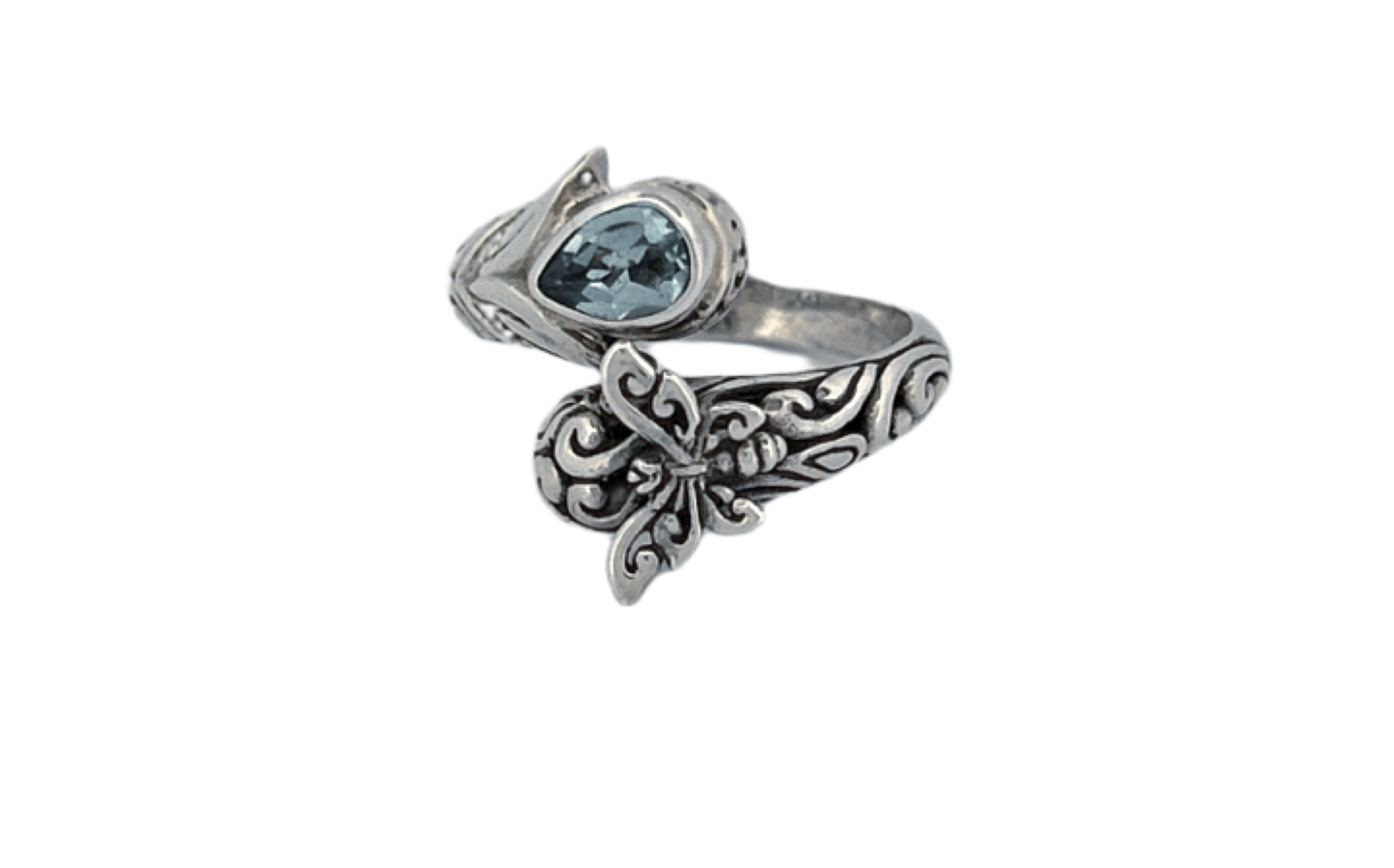 Natural Blue Topaz Butterfly Ring in 925 Sterling Silver-R43