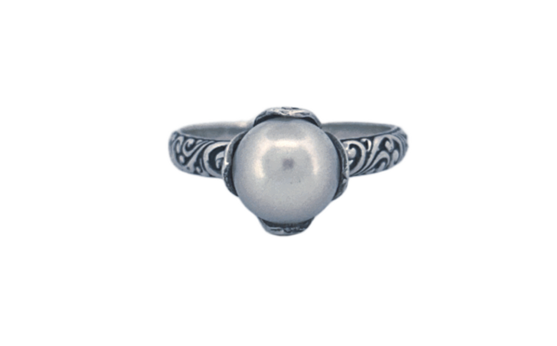 Sterling Silver Filigree Ring with Freshwater Pearl