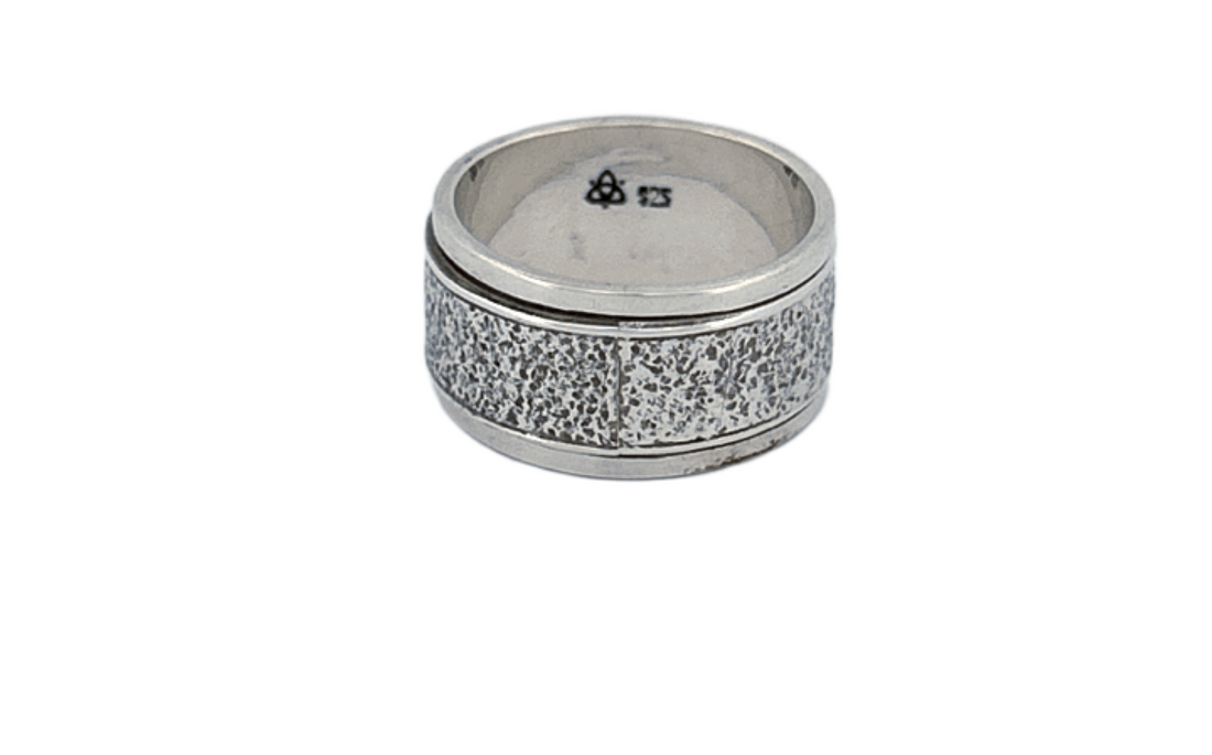 Sterling Silver Spinner Ring – Textured Band Design