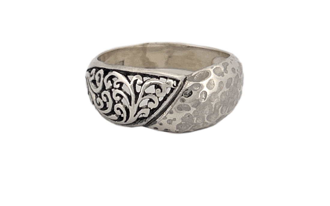 Handcrafted 925 Sterling Silver Hammered & Oxidized Artisan Ring – Unisex Statement Jewelry