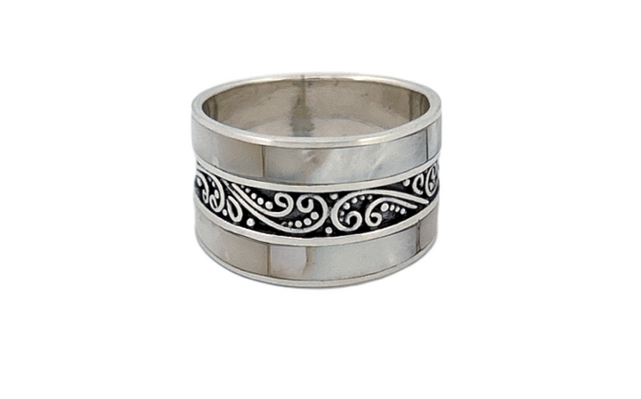 Sterling Silver Mother of Pearl Band Ring