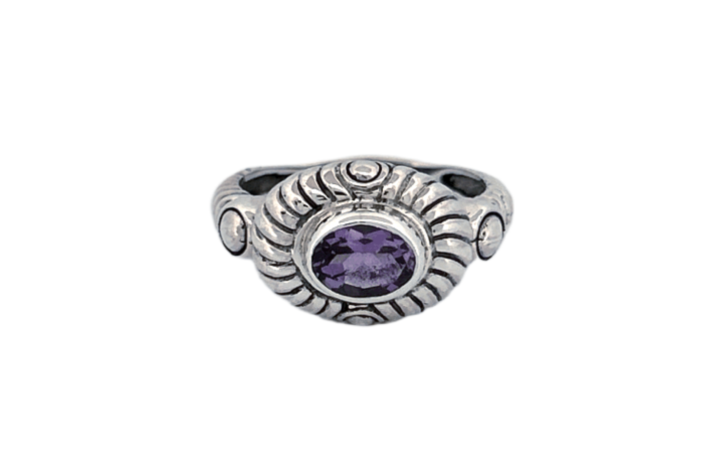 Sterling Silver Amethyst Ring – Sunburst Design