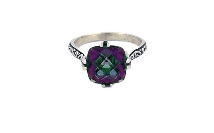Sterling Silver Mystique Topaz Ring – Cushion Cut Design