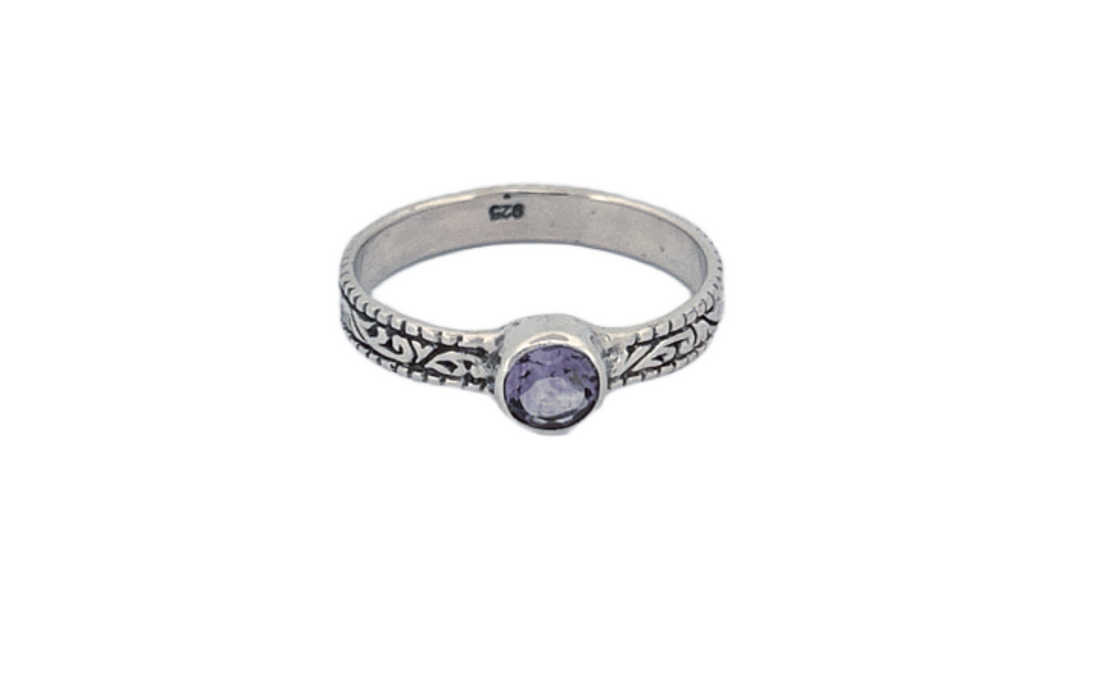 Sterling Silver Amethyst Ring – Petite Vine Band