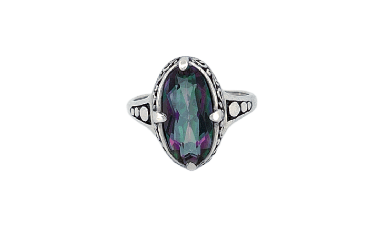 Sterling Silver Mystique Topaz Ring – Oval Cut Design