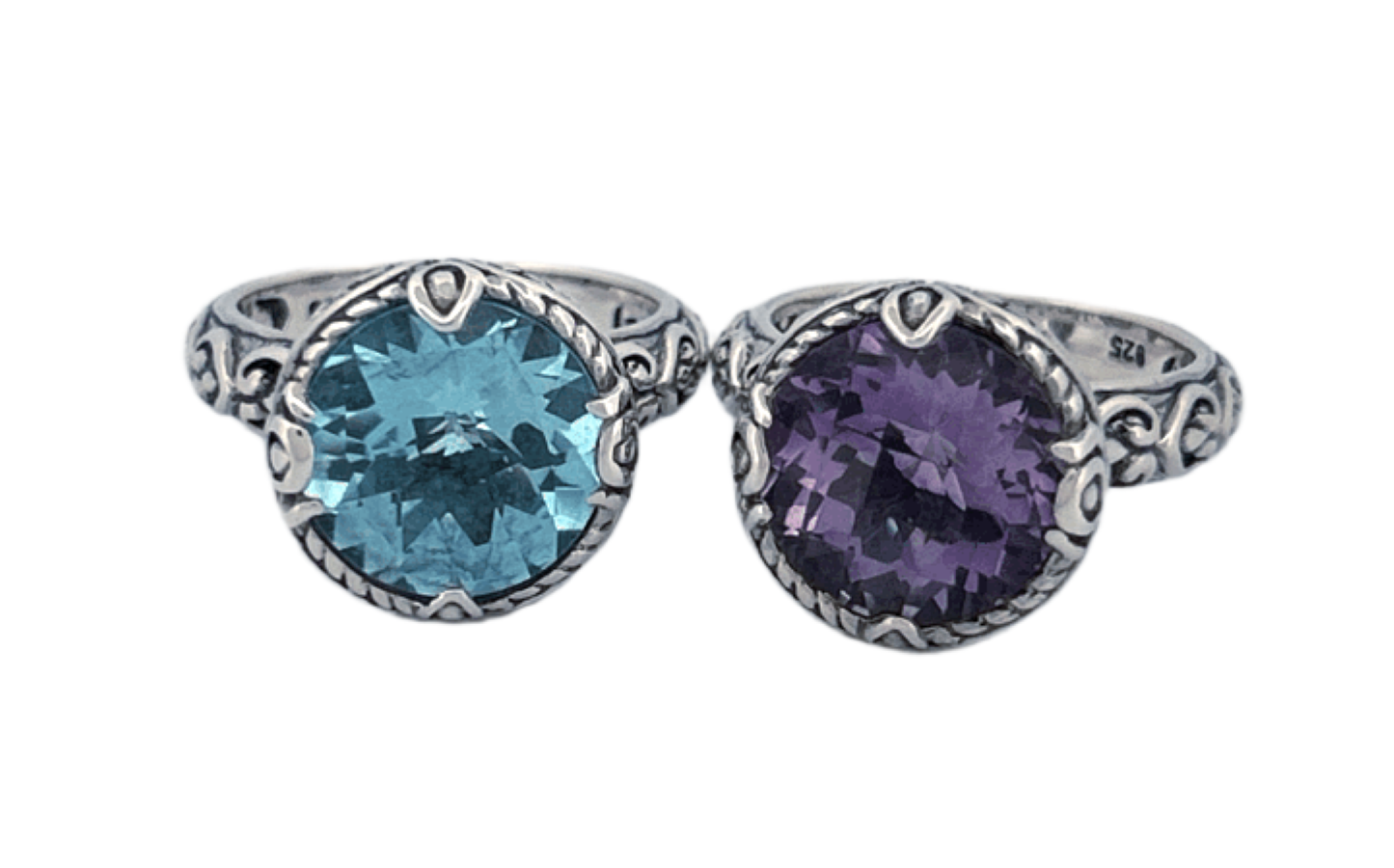 Handcrafted Sterling Silver Blue Topaz Cocktail Ring-R46