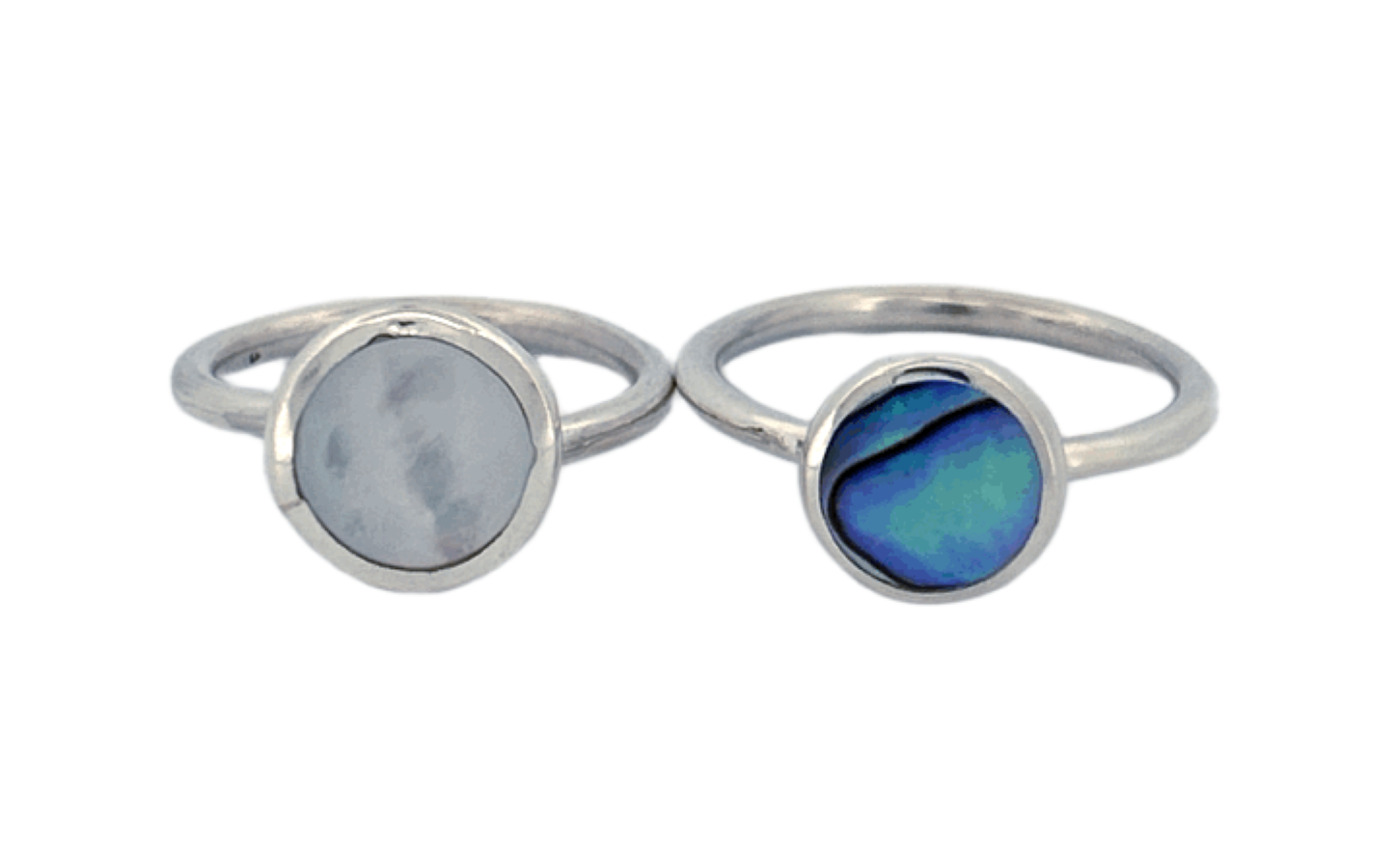 Sterling Silver Gemstone Rings – Mother of Pearl & Abalone Shell