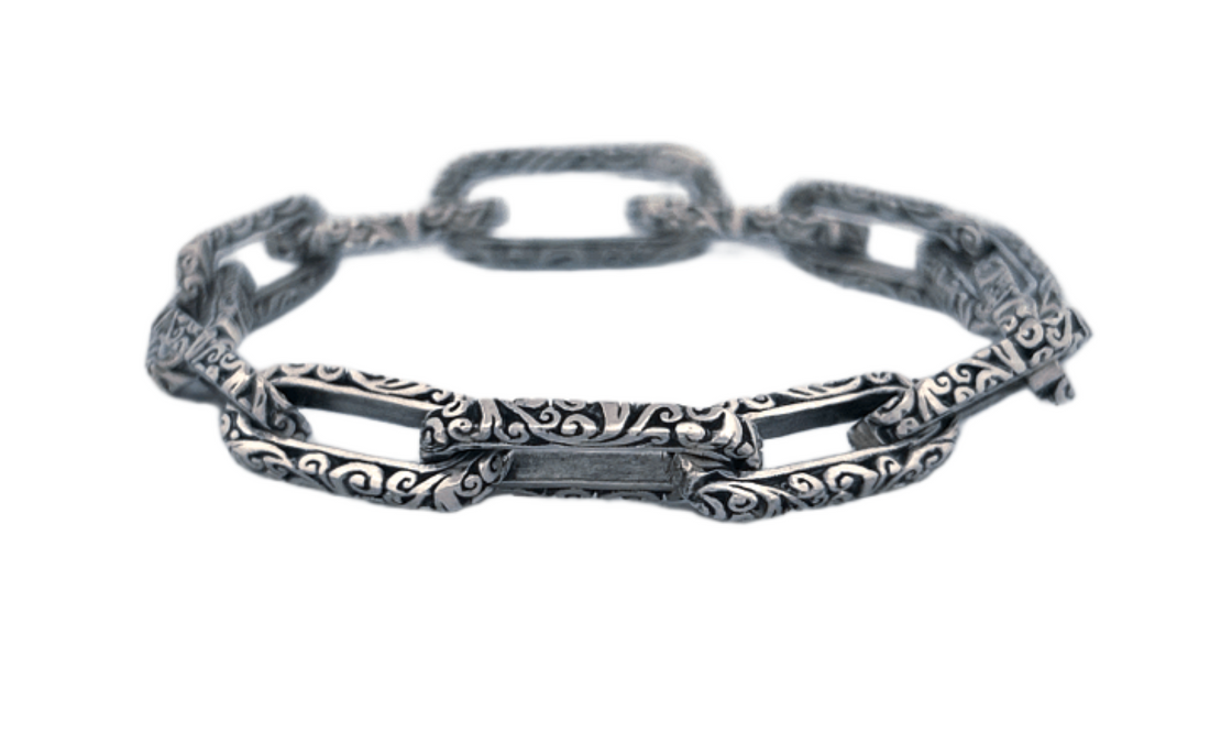 Handmade Sterling Silver Paper Clip Chain Link Bracelet-CB36