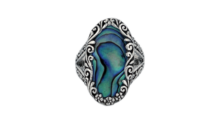 Natural Abalone Shell Handmade Sterling Silver Ring- R85
