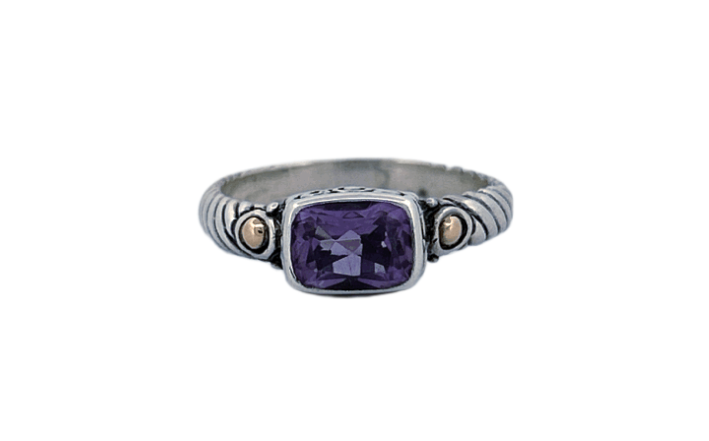 Handmade 925 Sterling Silver Natural Amethyst Cushion Cut Ring-R41