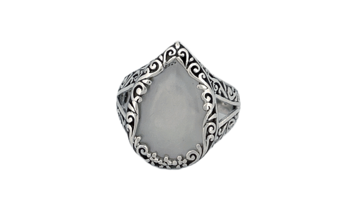 925 Sterling Silver Mother of Pearl Ring | Natural Shell Ring| Handmade Minimalist Jewelry | Genuine Mother of Pearl-R85 A