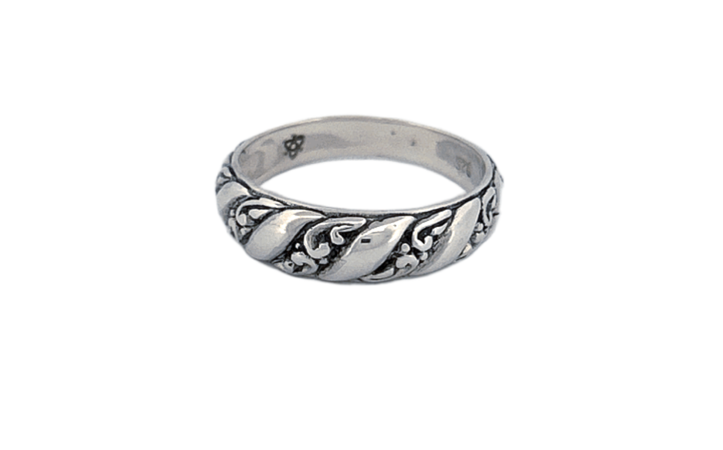 Sterling Silver Band Ring – Twisted Leaf Design
