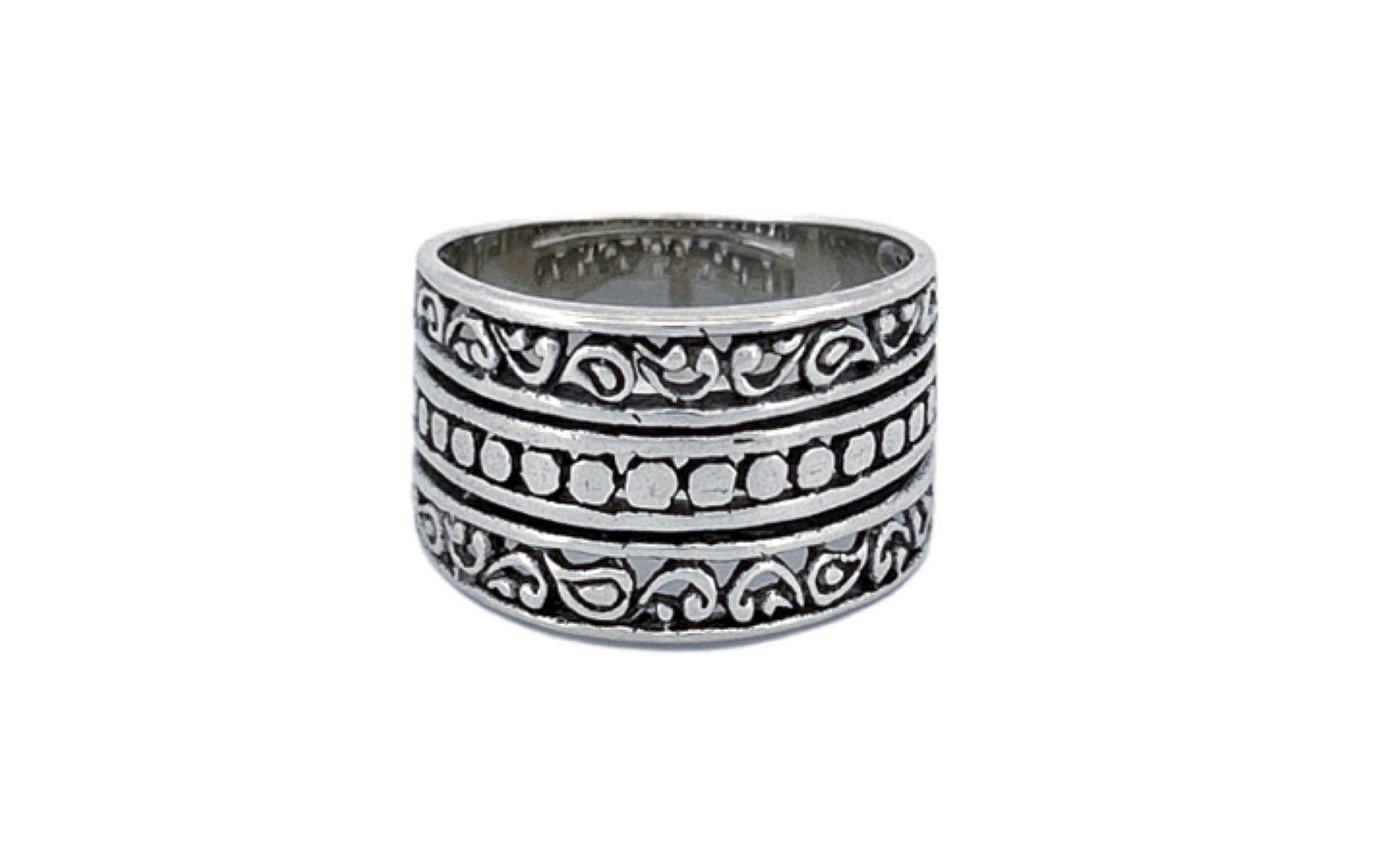 Sterling Silver Ornate Band Ring – Vintage Pattern
