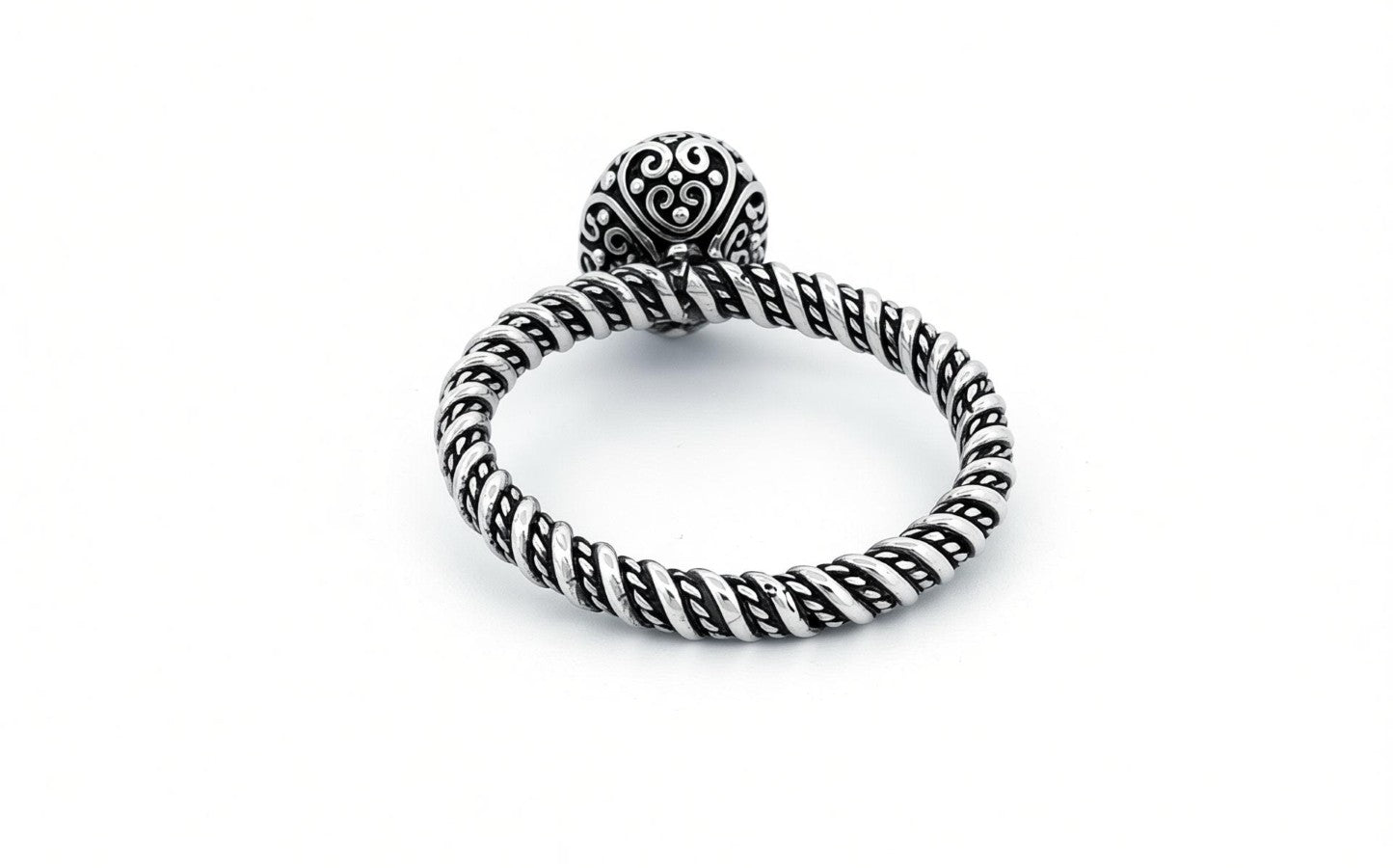 925 Sterling Silver Oval Amethyst Rope Ring-R56