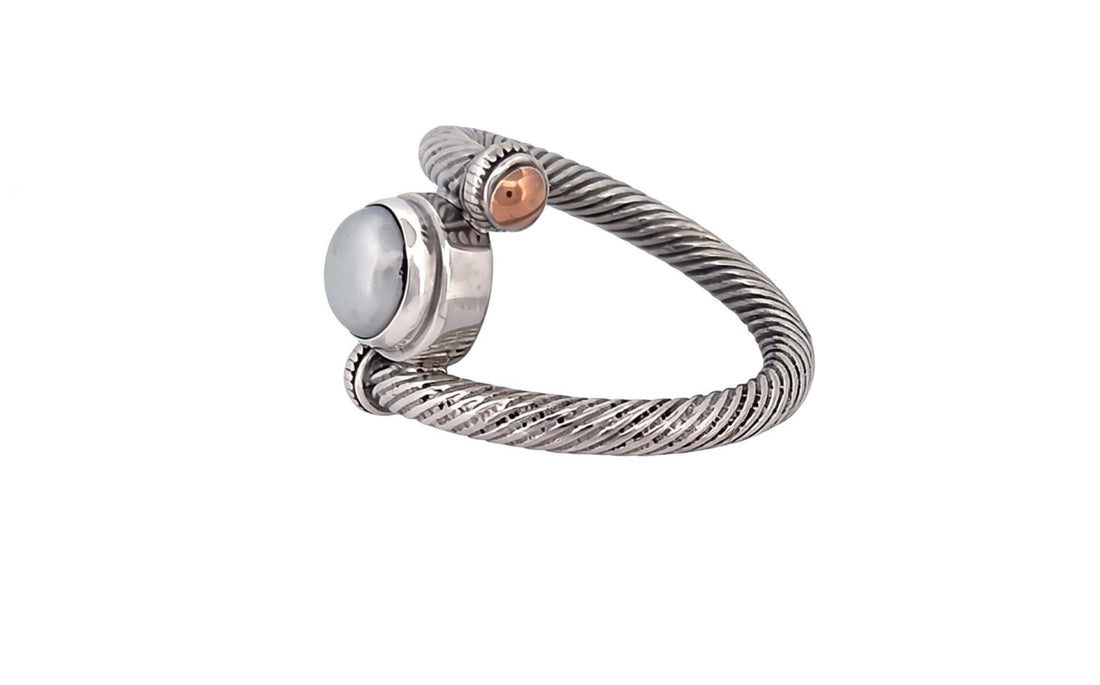 Unique Freshwater Pearl Sterling Silver Ring | Handmade 925 Sterling Silver Pearl RingR77