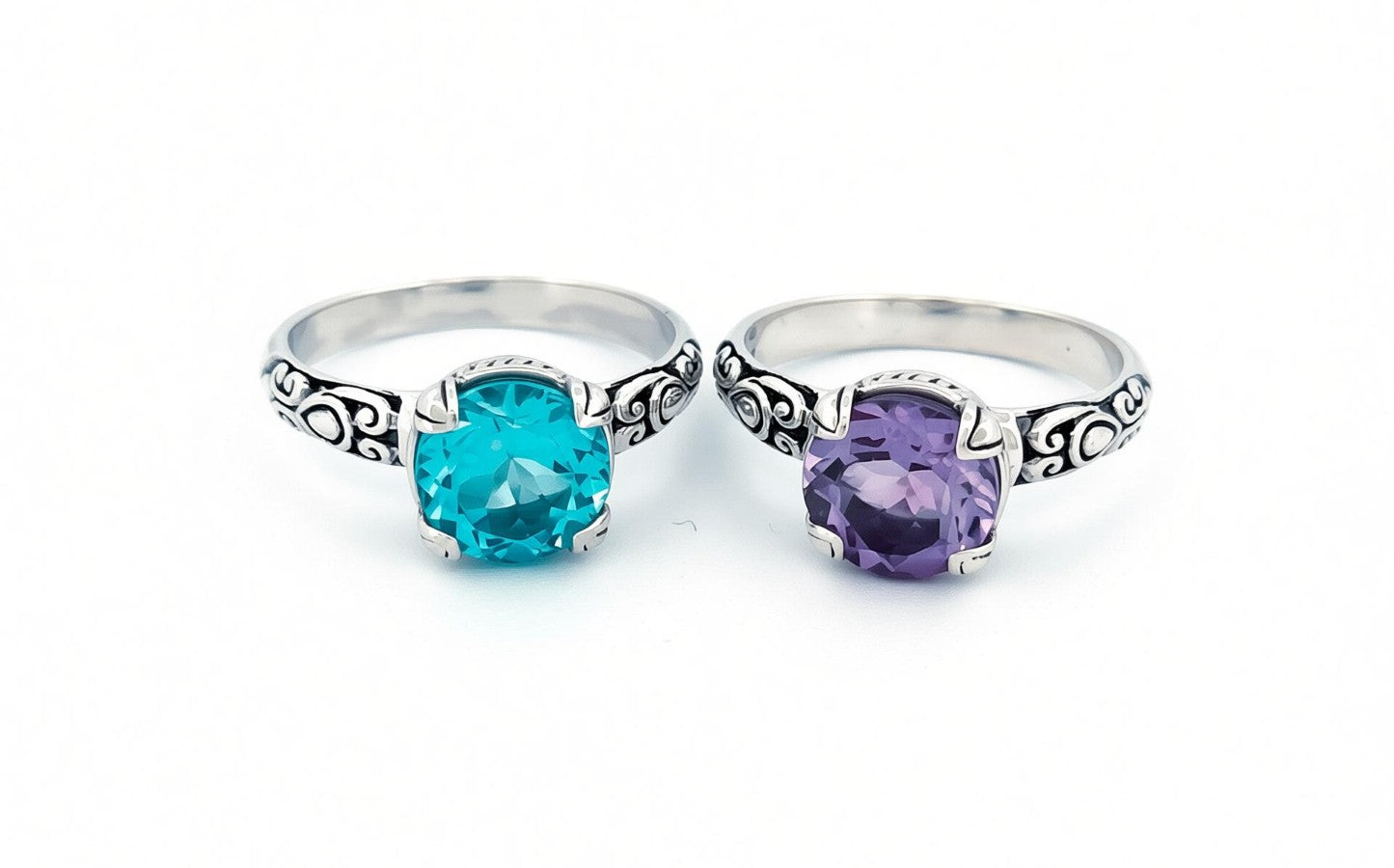 Sterling Silver Gemstone Ring – Amethyst or Blue Topaz