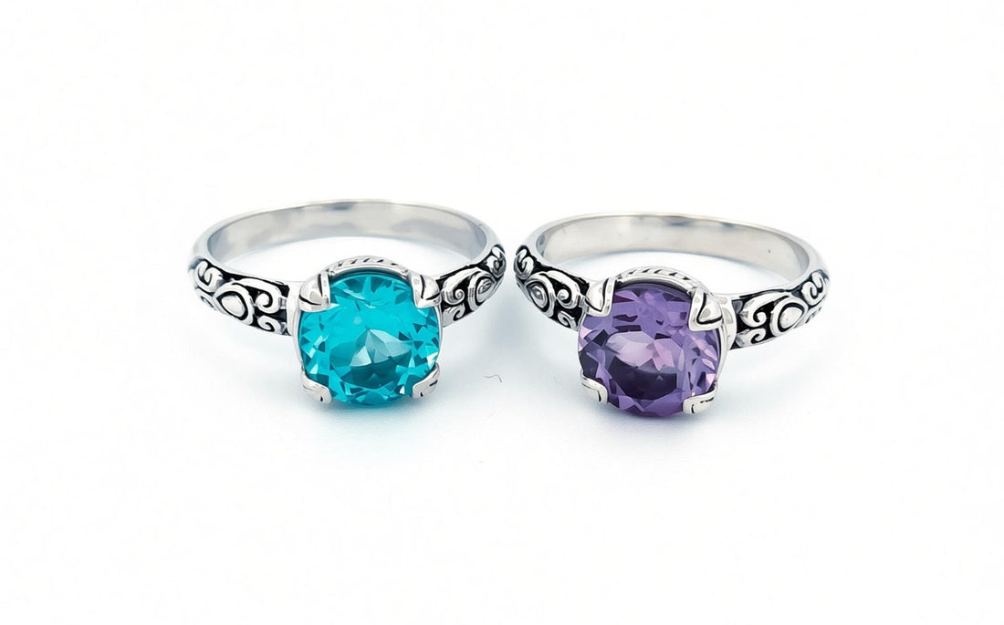 Sterling Silver Gemstone Ring – Amethyst or Blue Topaz