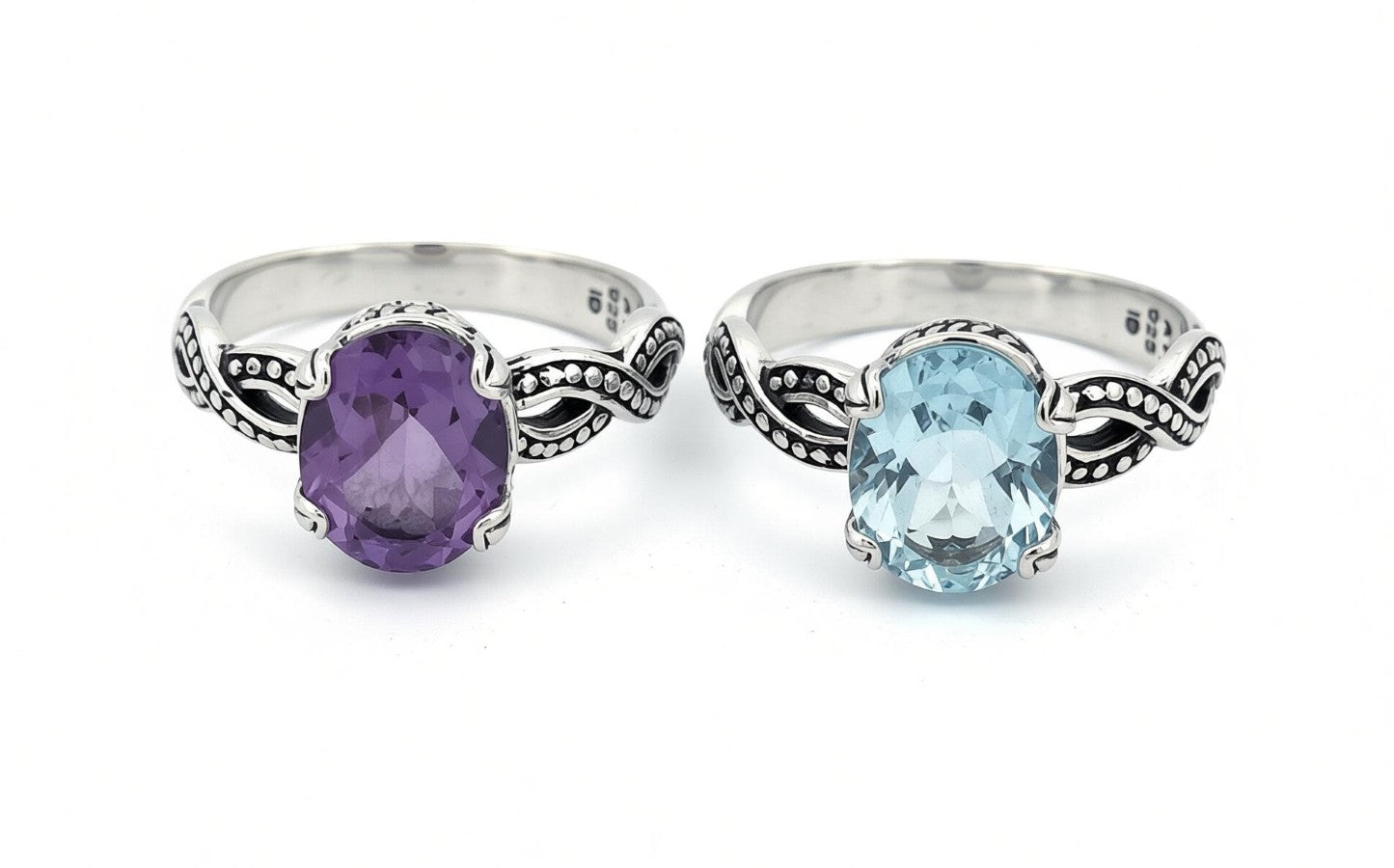 Sterling Silver Gemstone Ring – Amethyst or Blue Topaz