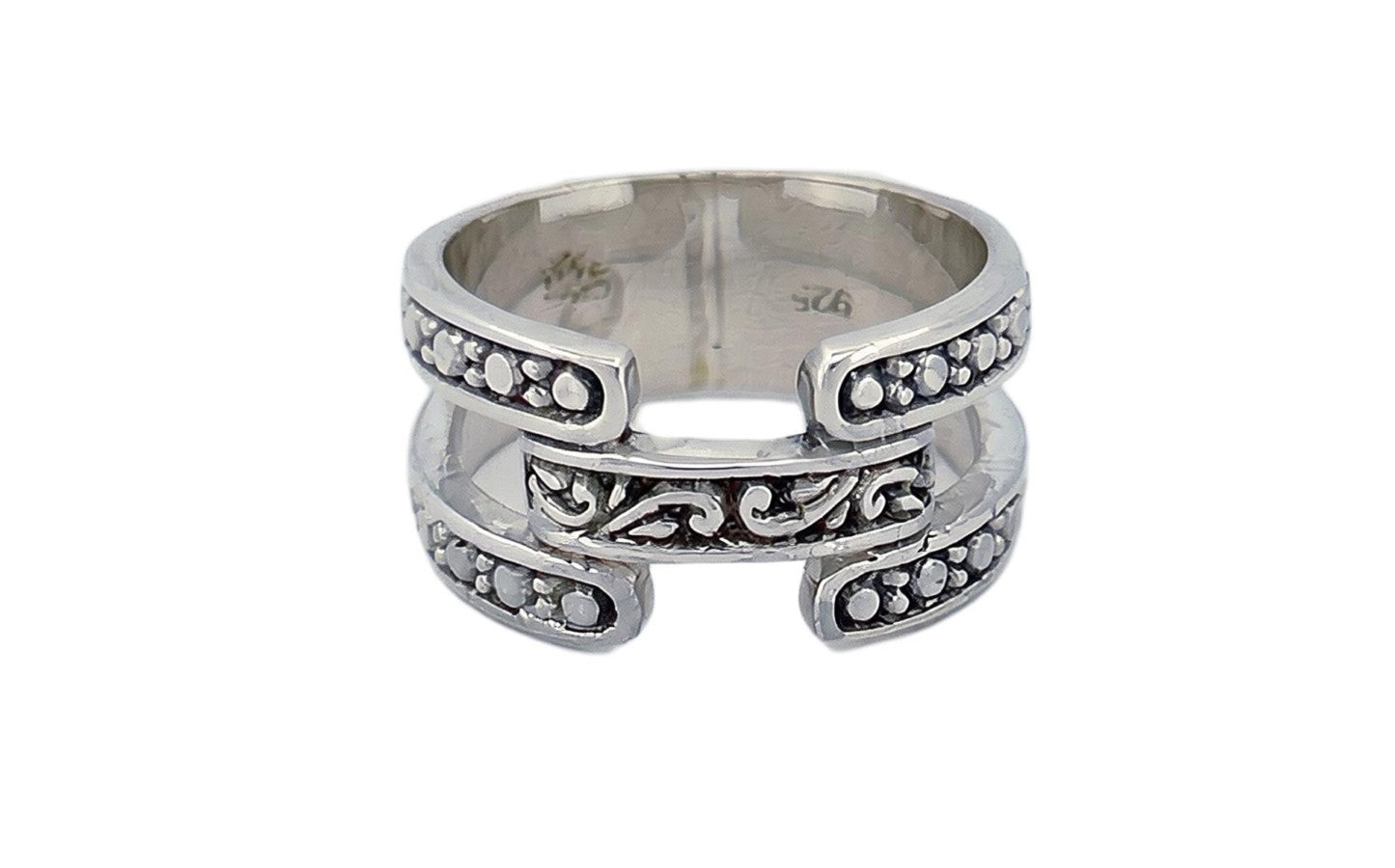 Sterling Silver Open‑Band Filigree Ring